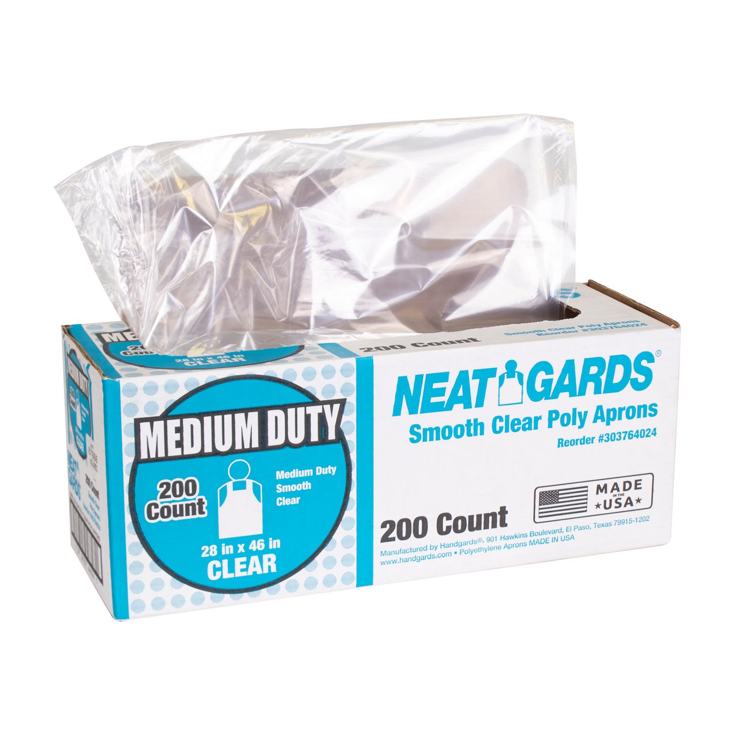 Neatgards Medium Duty Smooth Clear Poly Apron 200 Each - 1 Per Case.