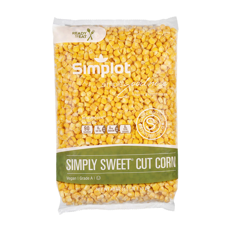 Simplot Simple Goodness Classic Vegetables Rte Cut Corn Simply Sweet 2.5 Pound Each - 12 Per Case.