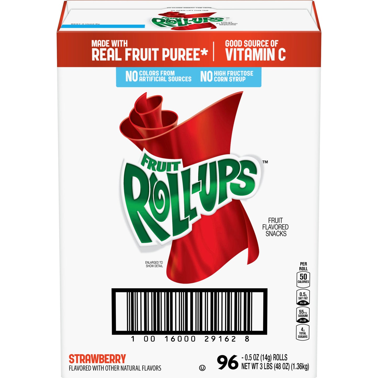 Betty Crocker™ Fruit Roll Ups™ Fruit Snacks Reduced Sugar Strawberry 0.5 Ounce Size - 96 Per Case.