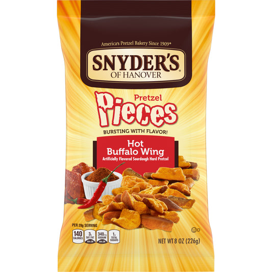 Snyder's Of Hanover Hot Buffalo Wing Pretzelpieces 8 Ounce Size - 6 Per Case.