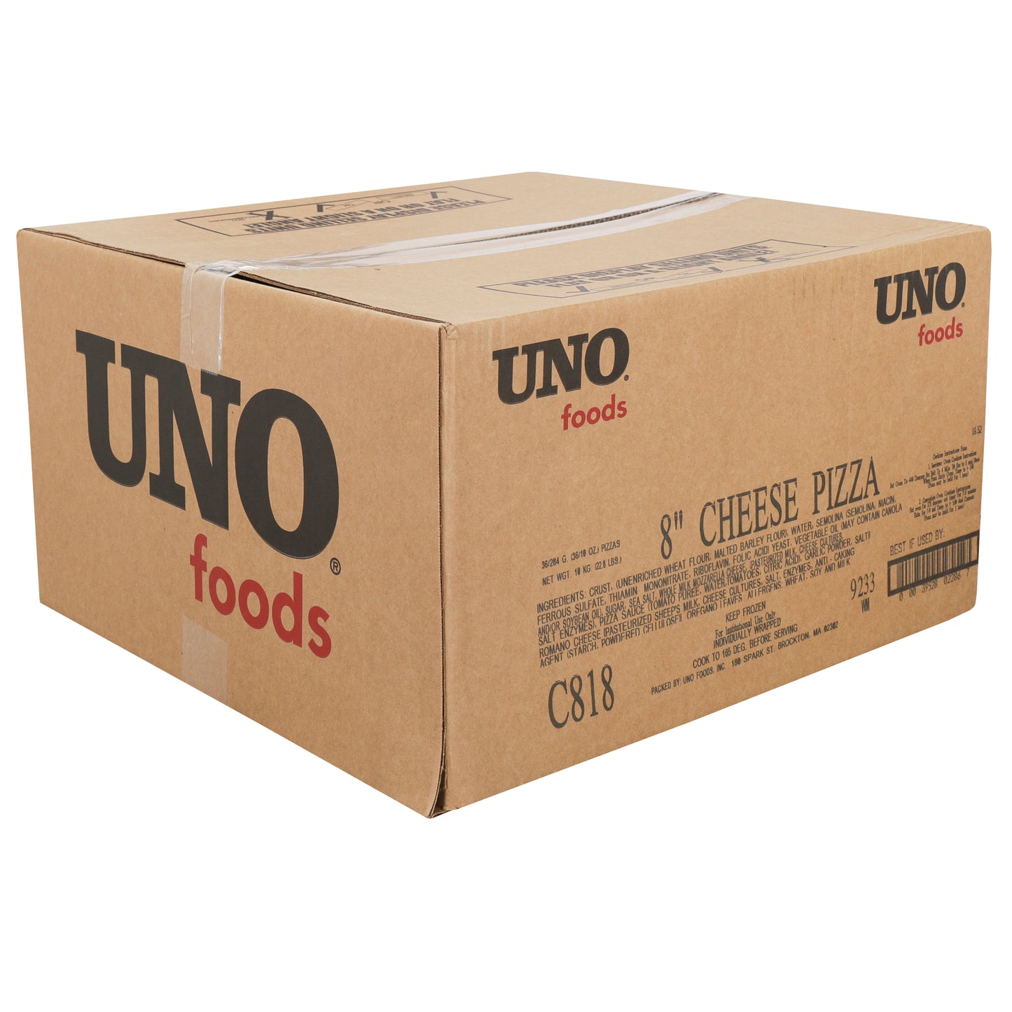 Uno Foods Inc 8" Hand Tossed Cheese Pizza 36 Each - 36 Per Case.