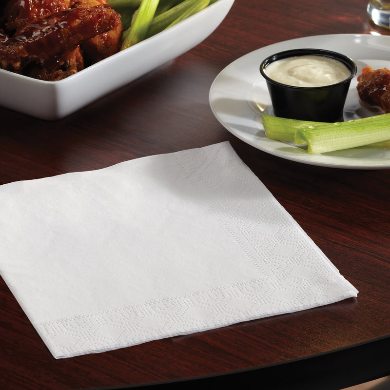 Napkin Dinner White Ply Fold Paper Regal Embossed 100 Each - 12 Per Case.