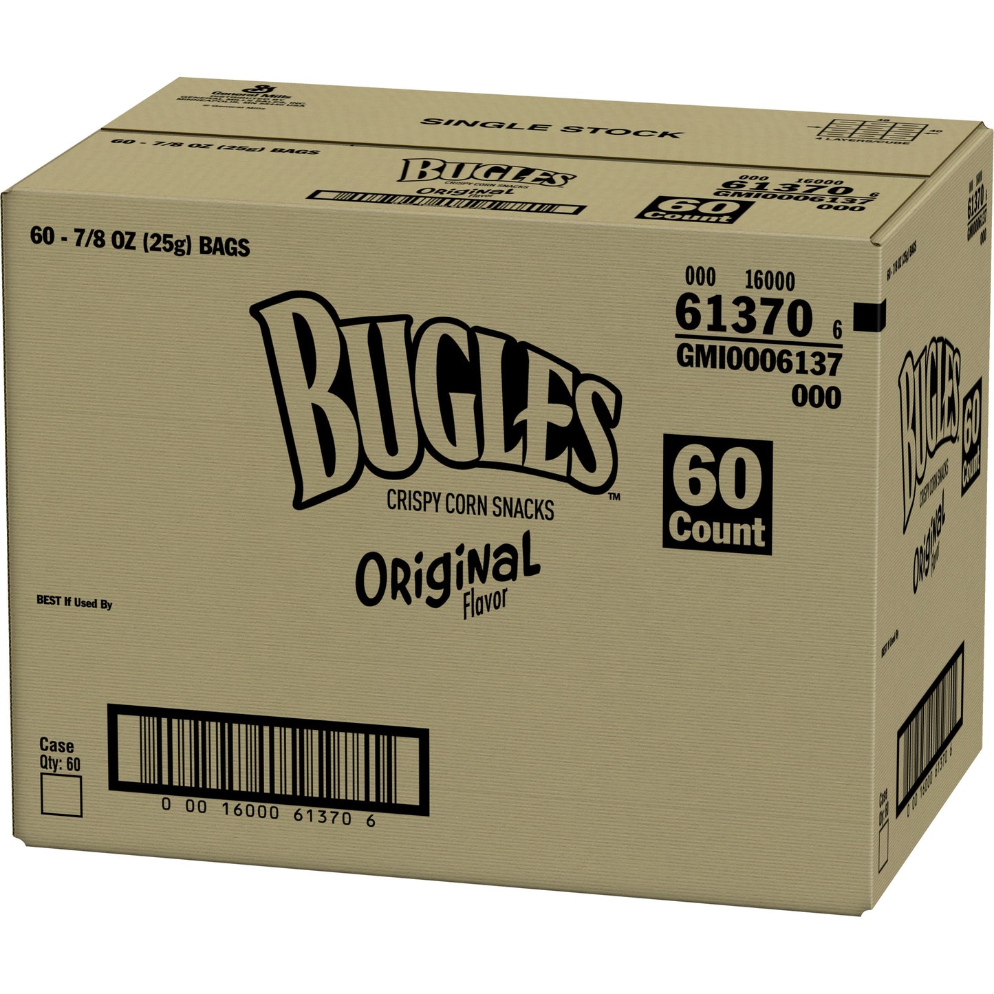 Snack Bugles Original 0.88 Ounce Size - 60 Per Case.