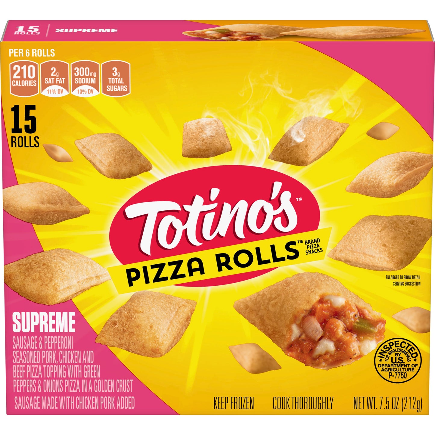 Totino's™ Frozen Hot Snacks Pizza Rolls™ Supreme 7.5 Ounce Size - 12 Per Case.