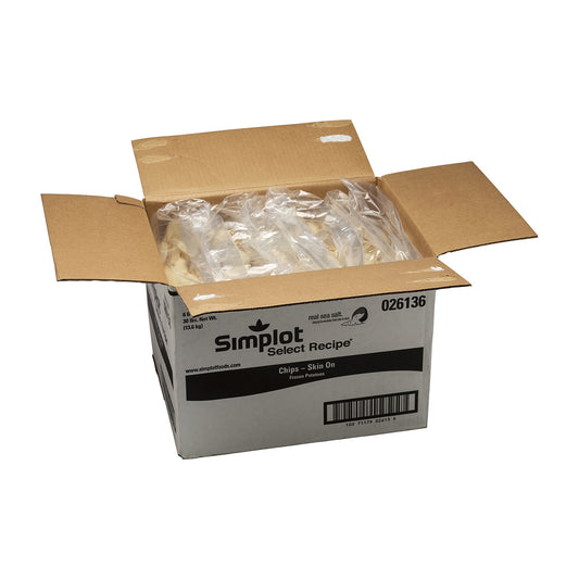 Simplot Select Recipe 8" Sea Salt Chips Skin On 5 Pound Each - 6 Per Case.