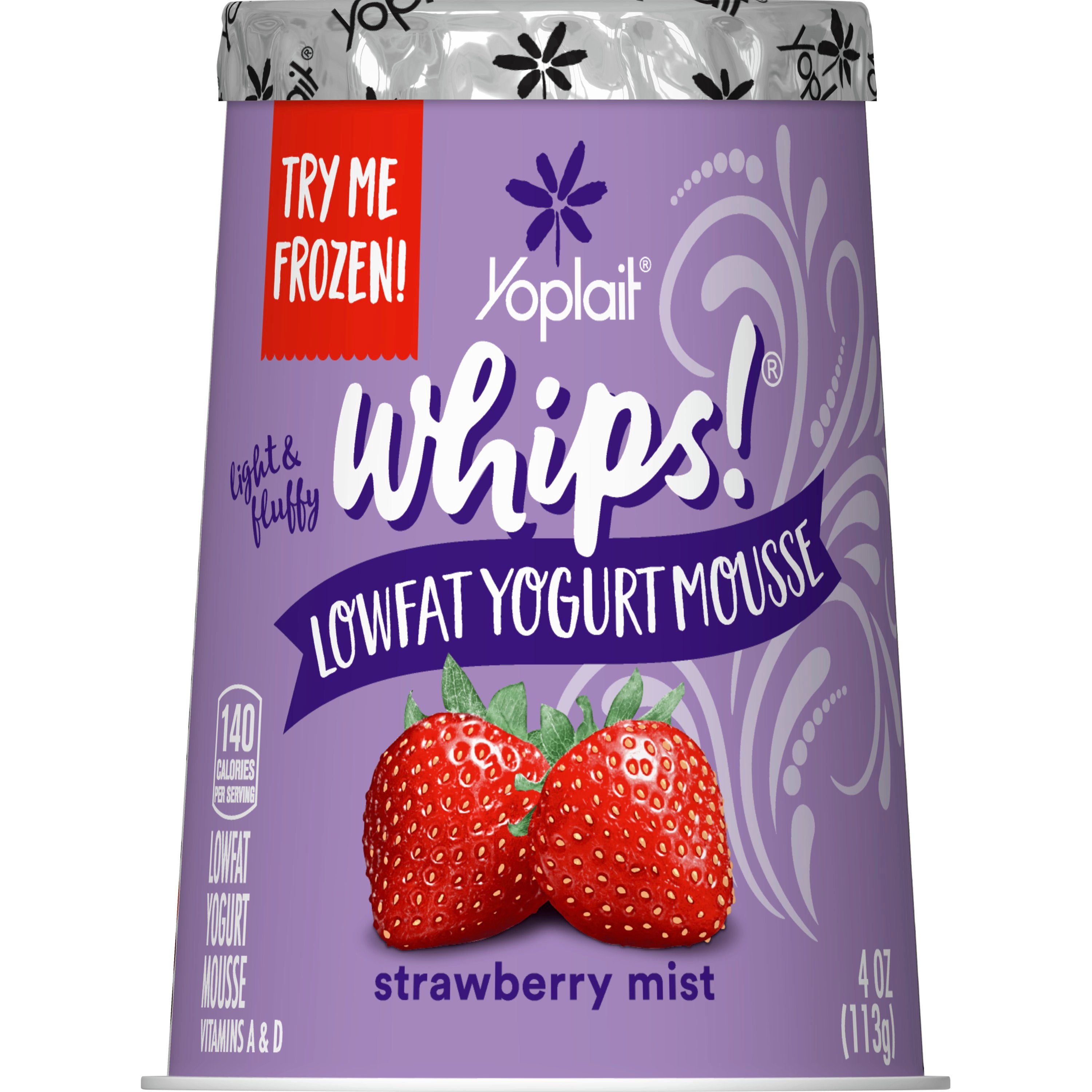 Yoplait® Whips® Yogurt Mousse Single Serve Cup Strawberry Mist 4 Ounce Size - 12 Per Case.