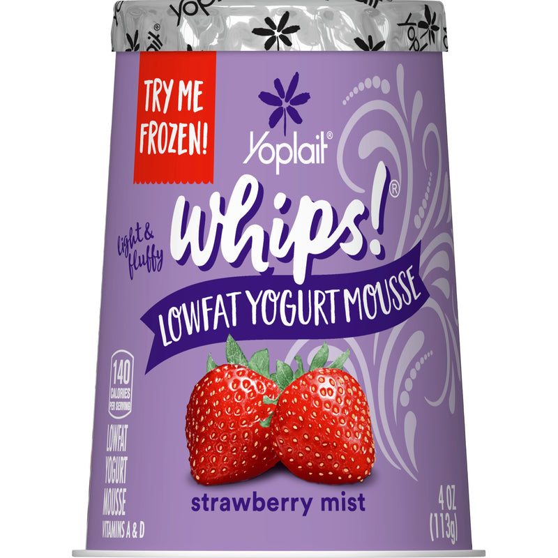 Yoplait® Whips® Yogurt Mousse Single Serve Cup Strawberry Mist 4 Ounce Size - 12 Per Case.