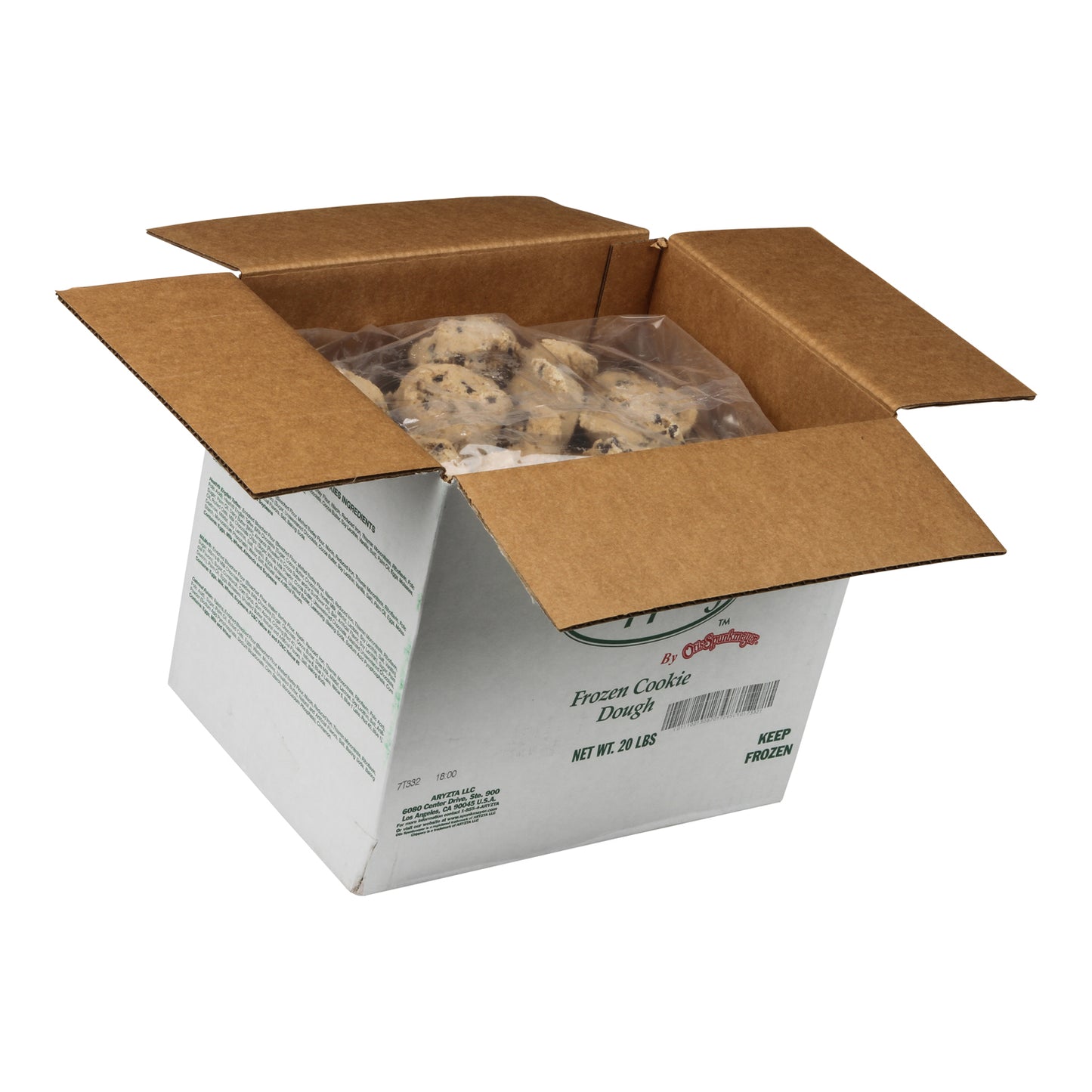 Frozen Cookie Dough Chocolate Chunk Bags Containing Dough Pucks 5 Pound Each - 4 Per Case.