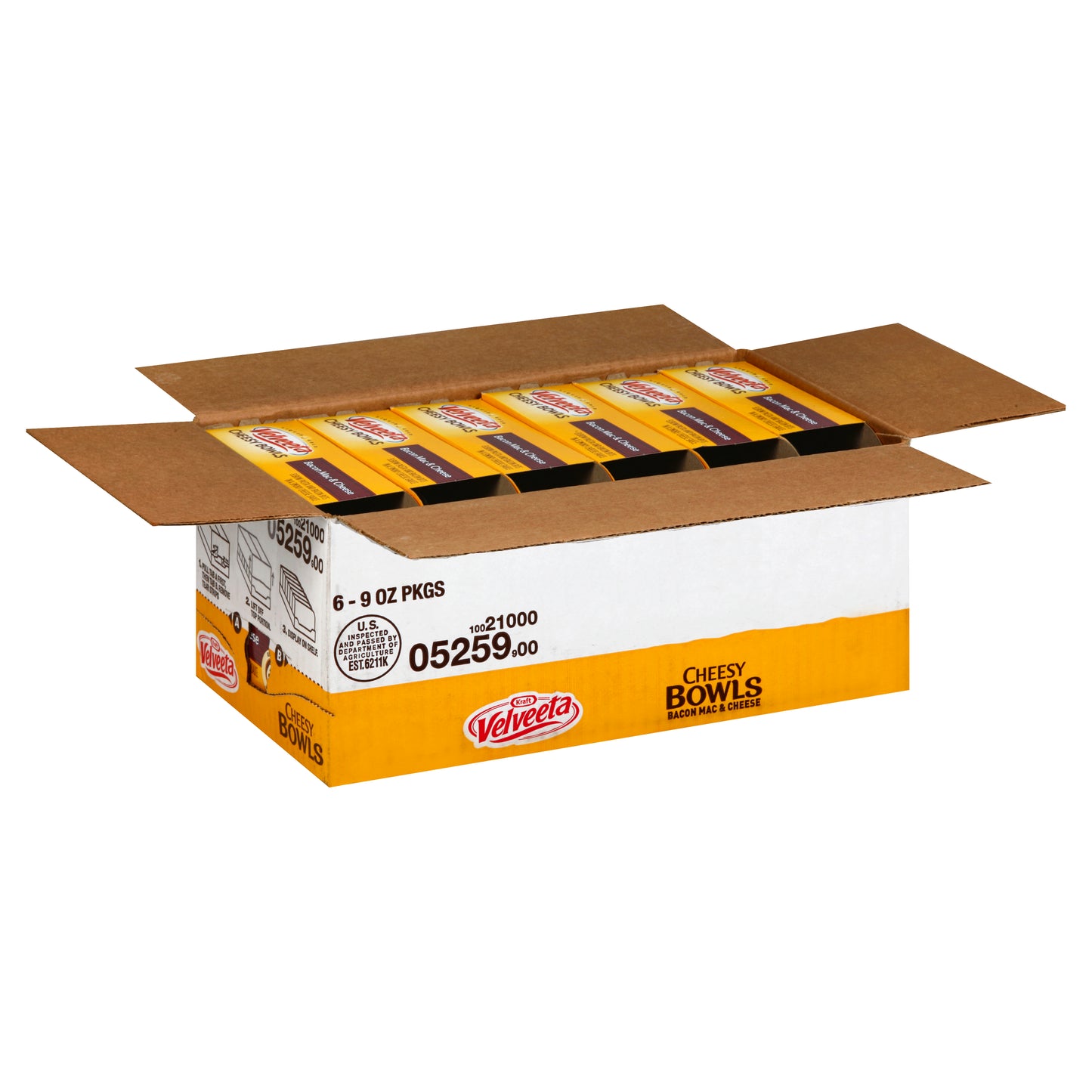 Velveeta Macaroni & Cheese Bacon Bowl, 9 Ounce Size - 6 Per Case.