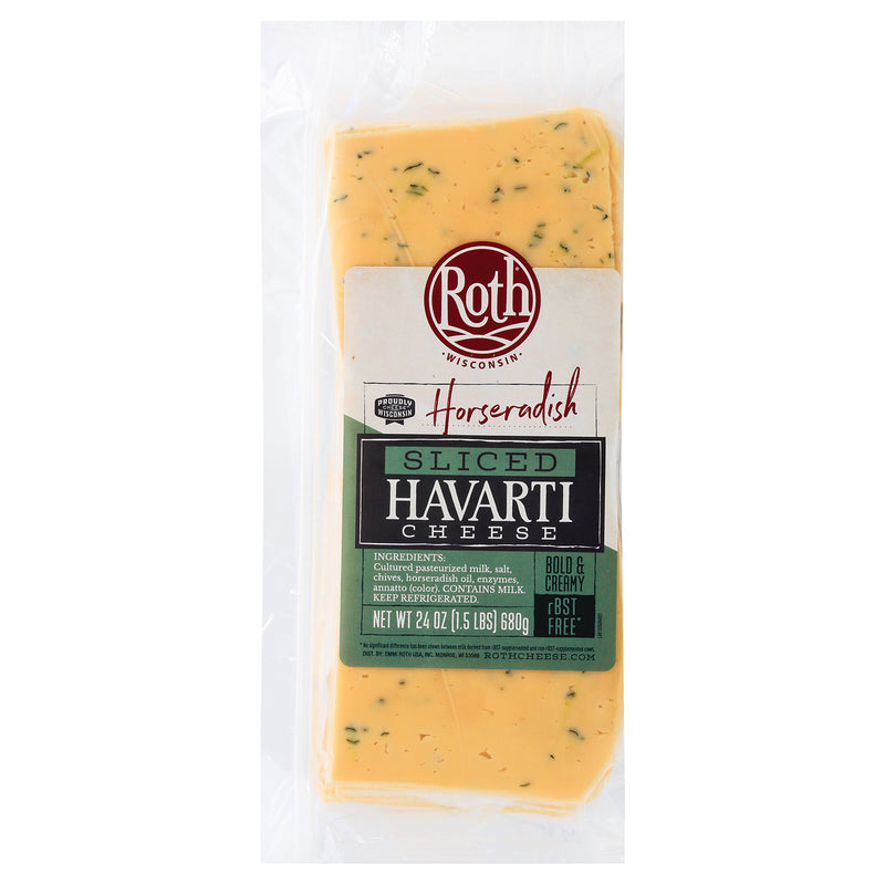 Cheese Horseradish & Chive Havarti Slices 1.5 Pound Each - 8 Per Case.