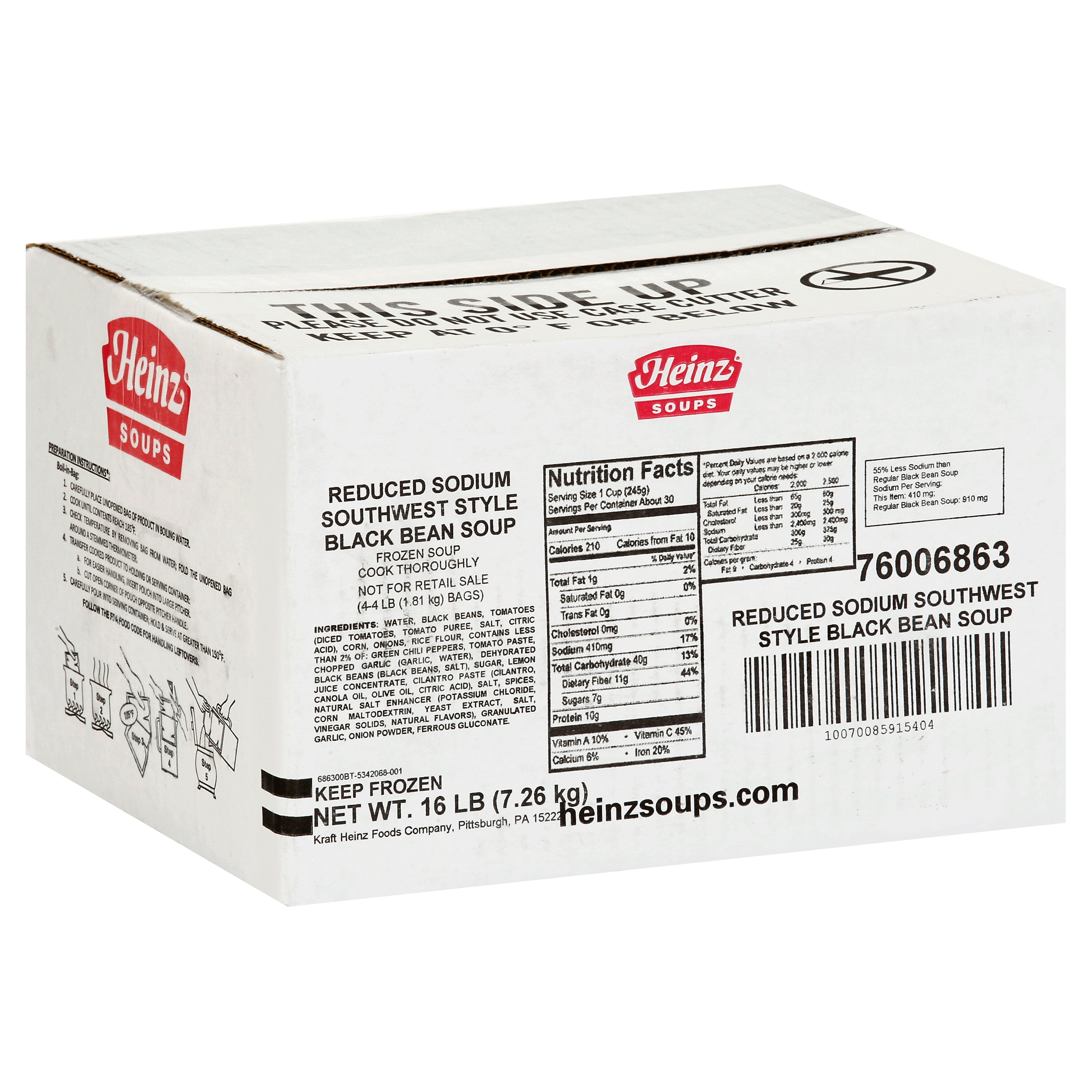 HEINZ Reduced Sodium Black Bean Soup 4 lb. Bag 4 Per Case