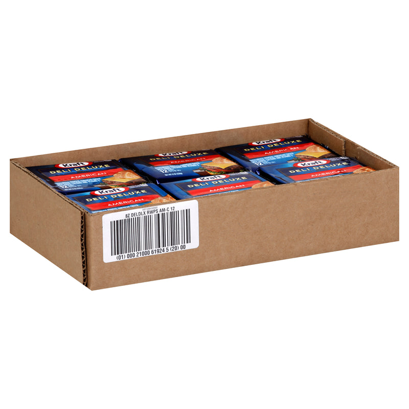 Kraft Deli Deluxe American Cheese, 8 Ounce Size - 12 Per Case.