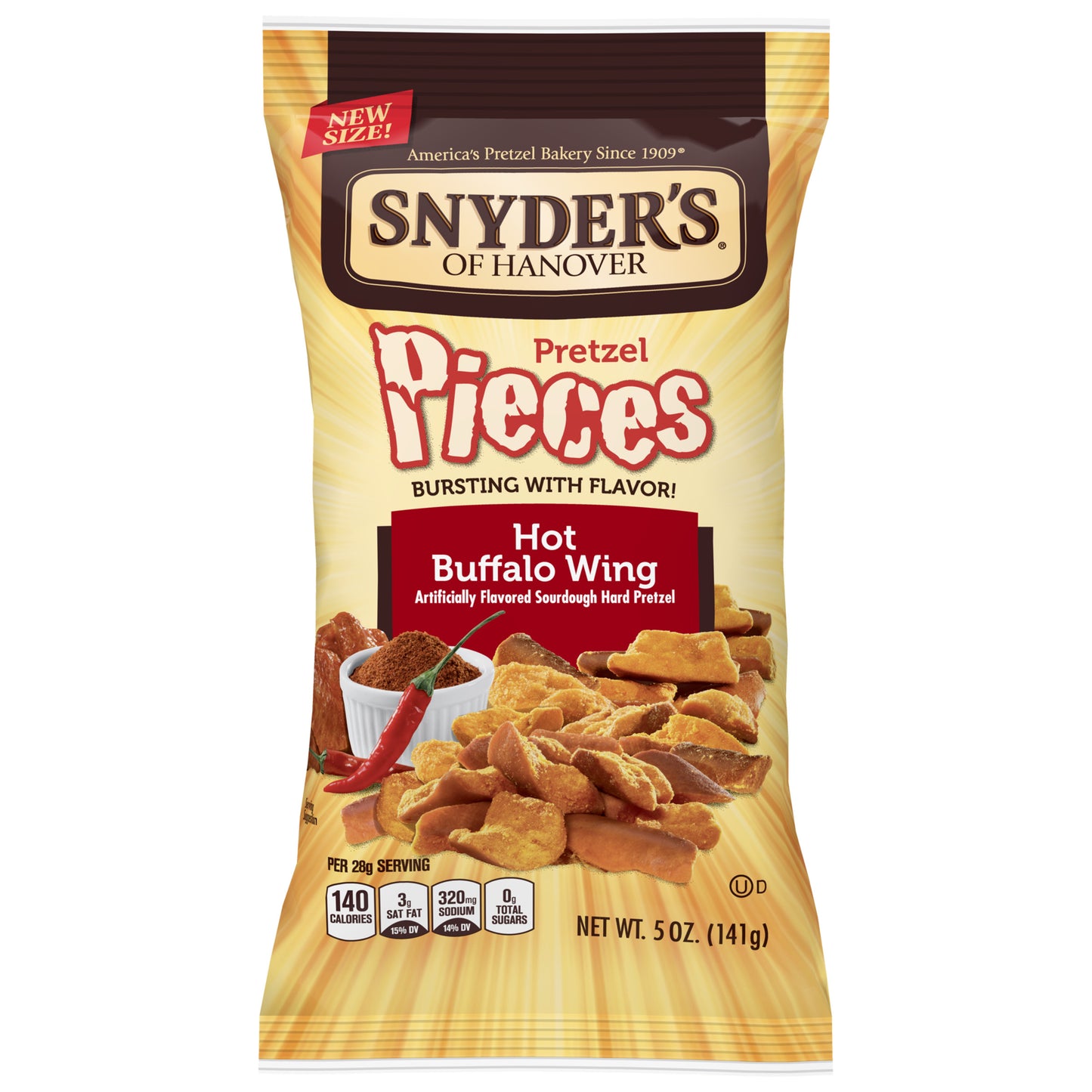 Snyder's Of Hanover Pretzel Pieces Hot Buffalo Wing 5 Ounce Size - 8 Per Case.