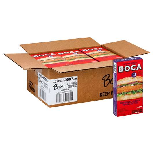 Boca Chicken Patties Meat Alternative Original Chik'n Veggie Patties 10 Ounce Size - 12 Per