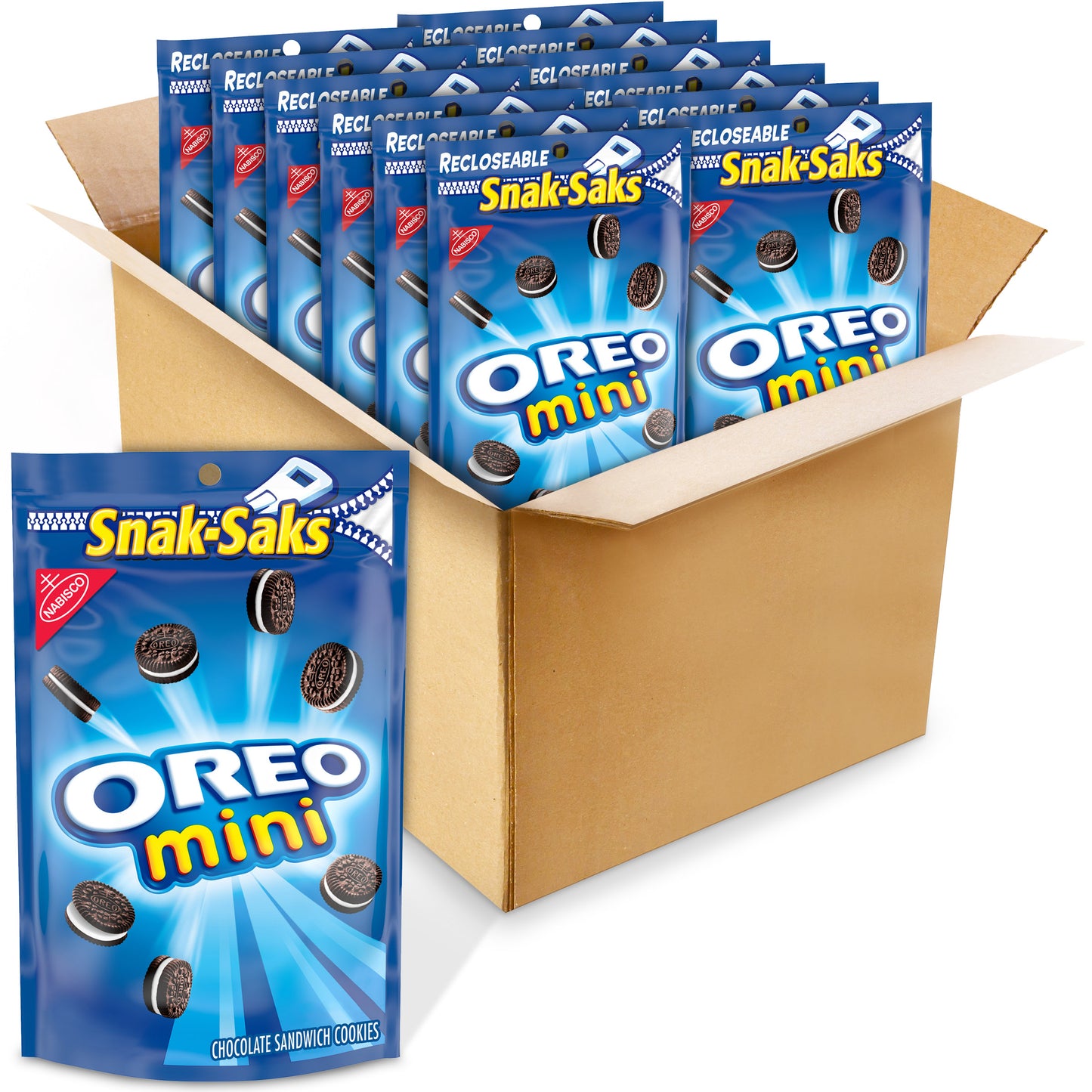 Oreo Mini Snak Saks 8 Ounce Size - 12 Per Case.