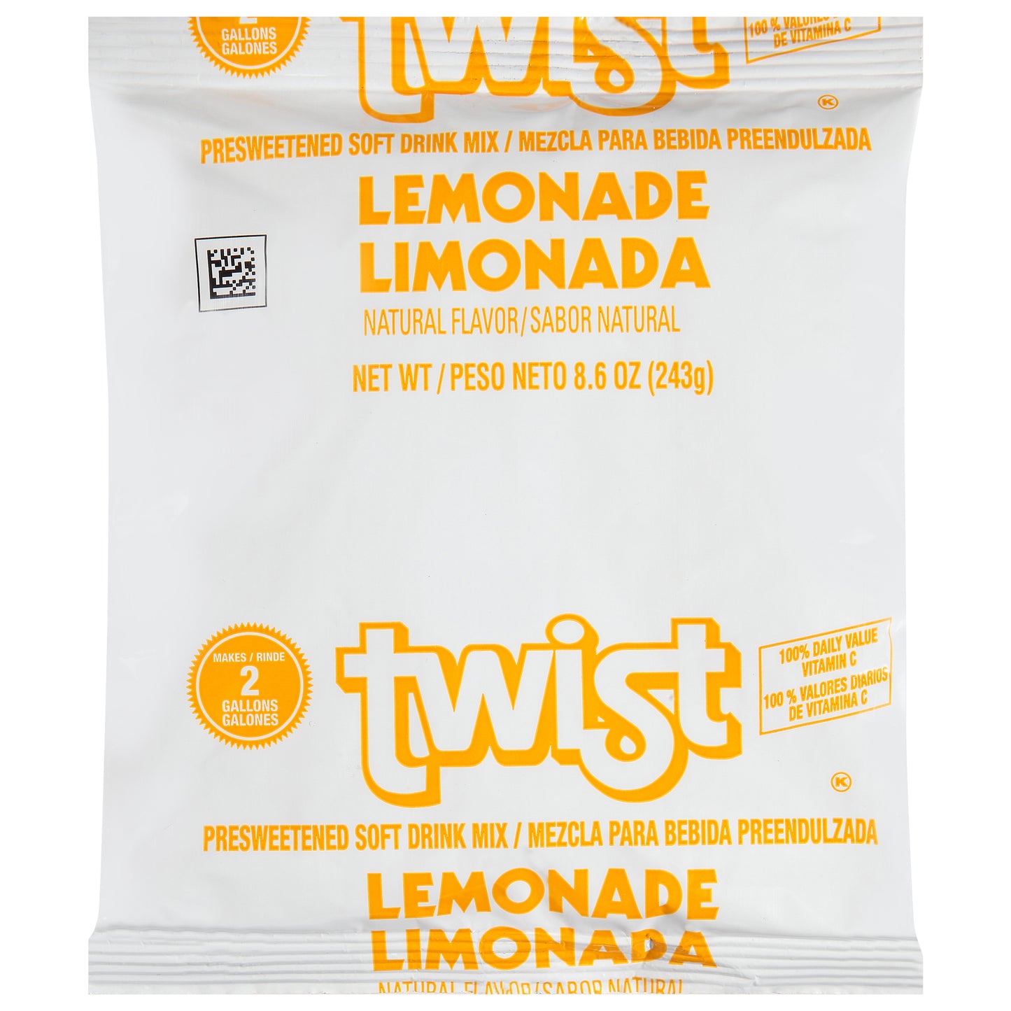 TWIST Lemonade Powdered Mix 8.6 Ounce Pouch 12