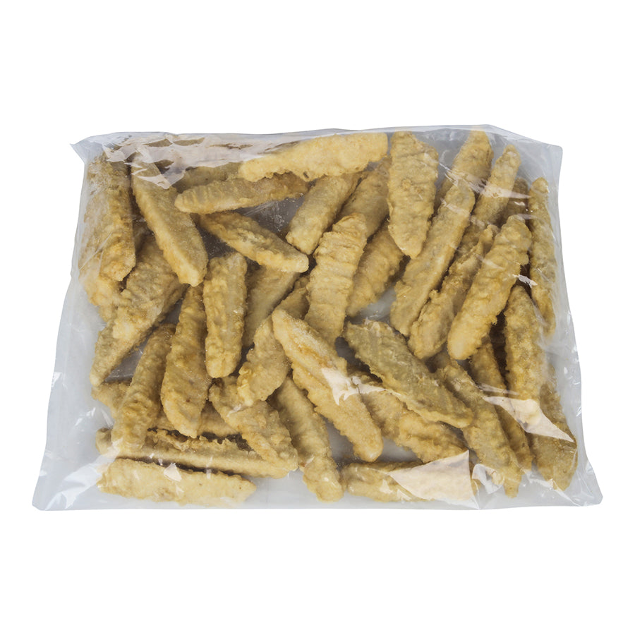 Brewer's Choice Battered Cod Strips Approx 5 Pound Each - 2 Per Case.