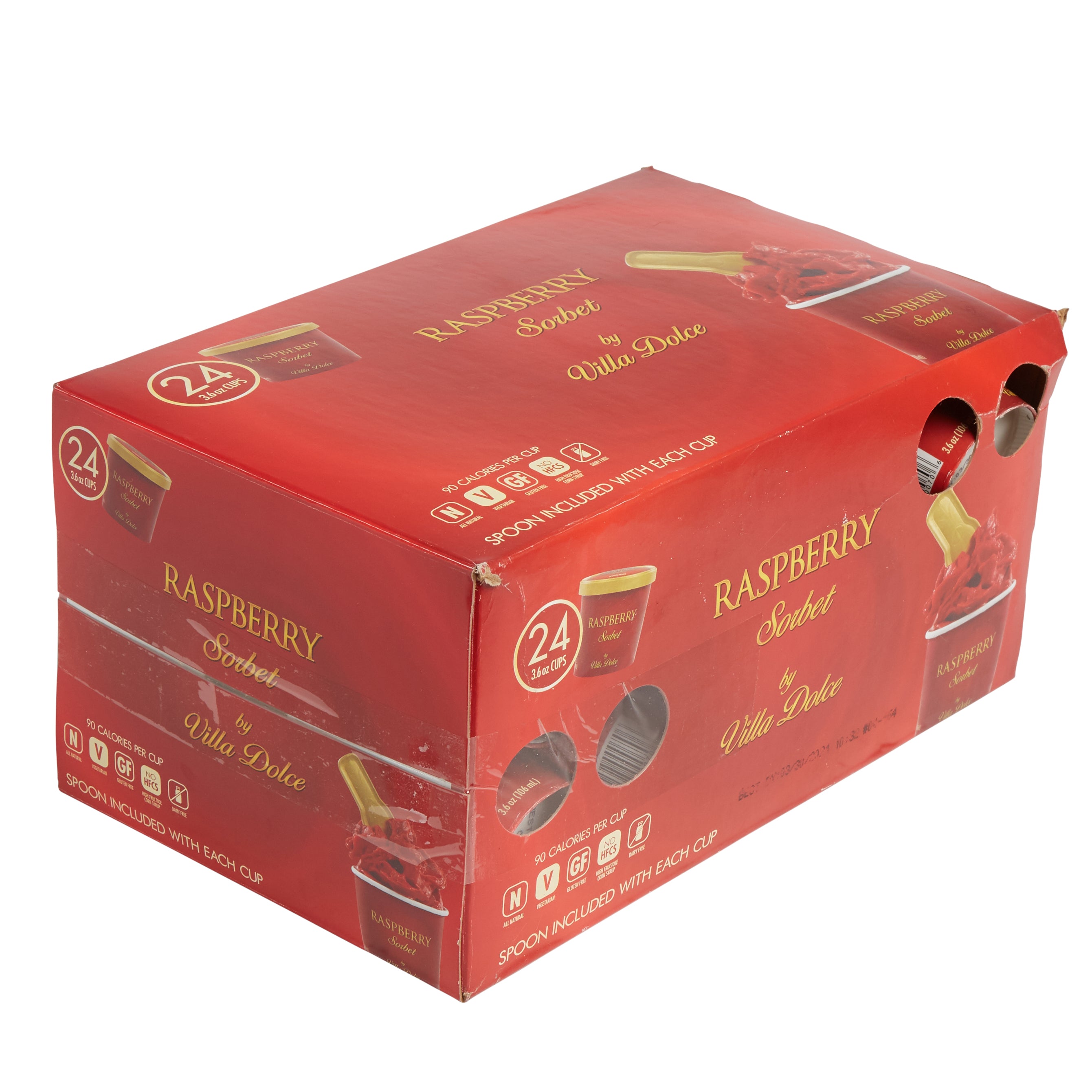 Villa Dolce Raspberry Sorbet Portion 3.6 Ounce Size - 24 Per Case.