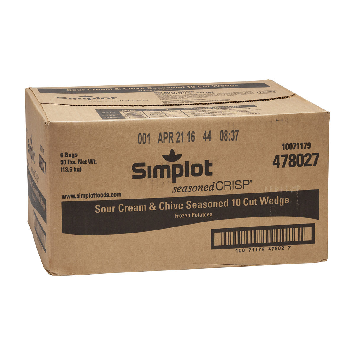 Simplot Seasonedcrisp Cut Sour Cream And Chive Wedges Skin On 5 Pound Each - 6 Per Case.