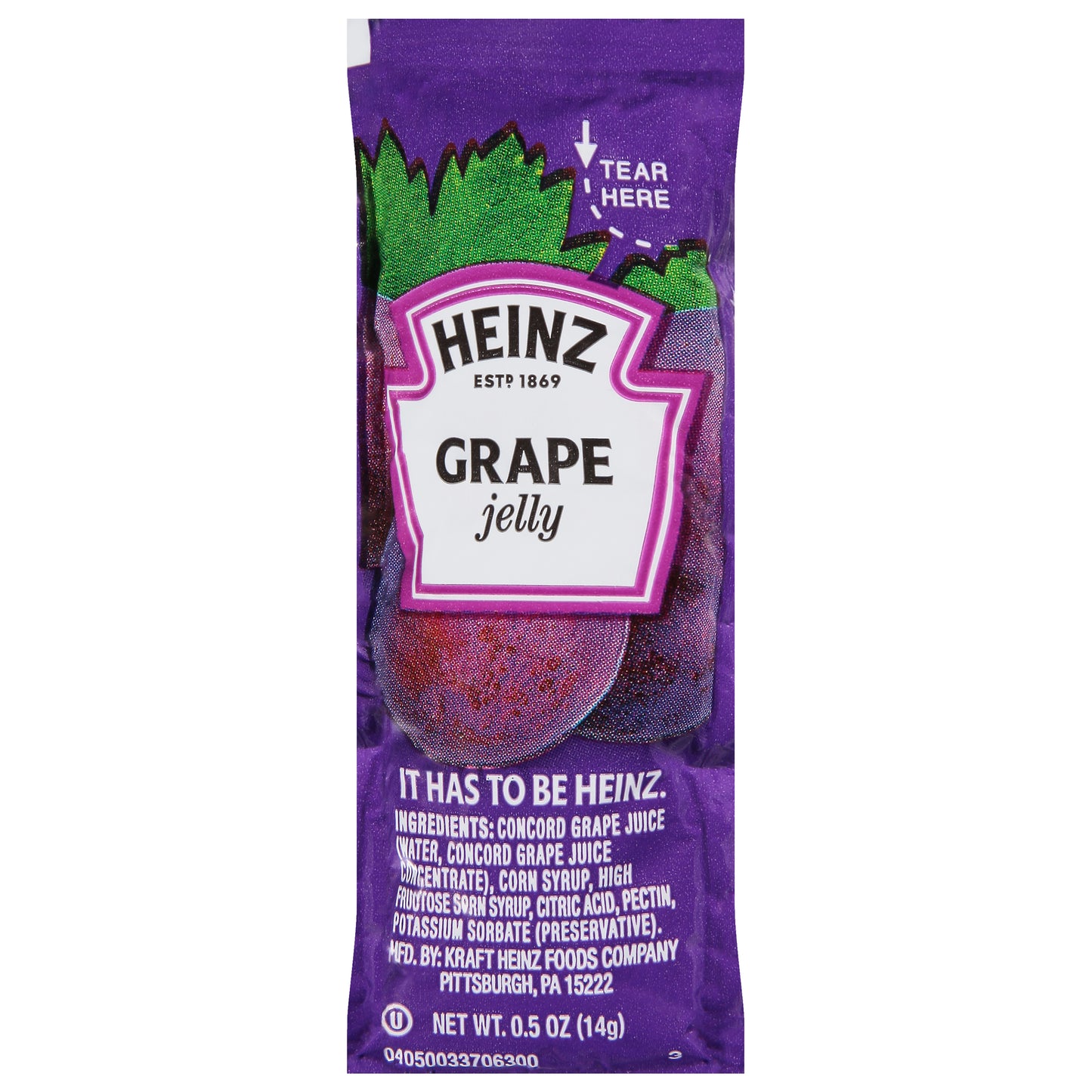 HEINZ Single Serve Grape Jelly 0.5 Ounce Packets 200 Per Case