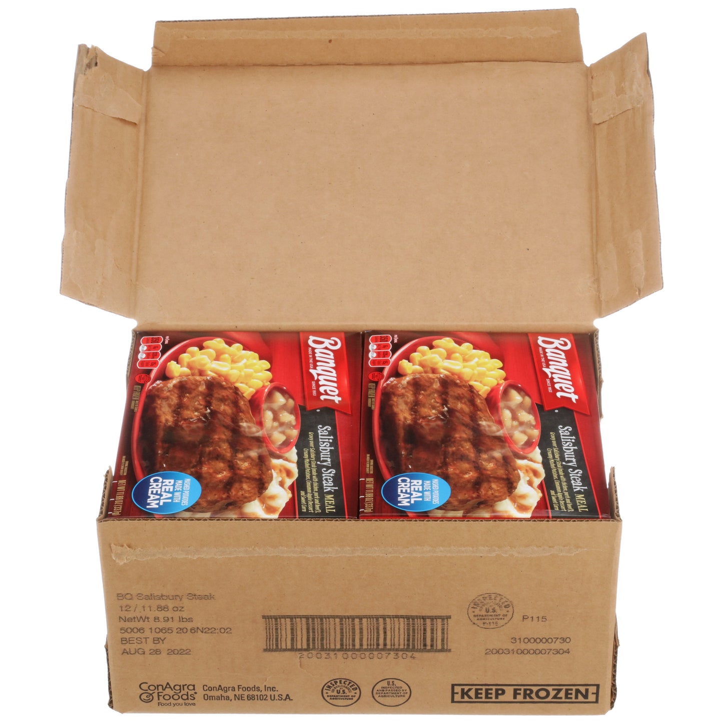 Banquet Classic Salisbury Steak Meal 11.88 Ounce Size - 12 Per Case.