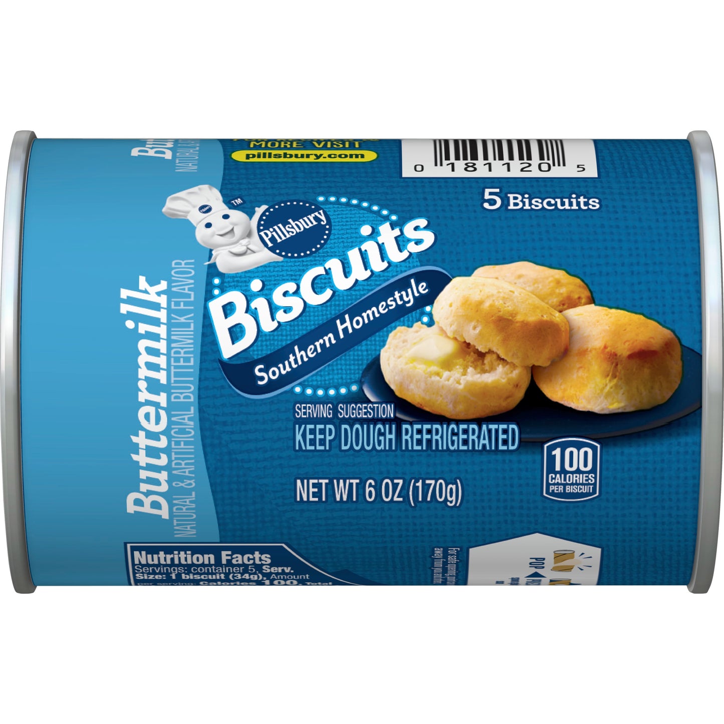 Pillsbury Grands Jr Homestyle Buttermilk 6 Ounce Size - 12 Per Case.