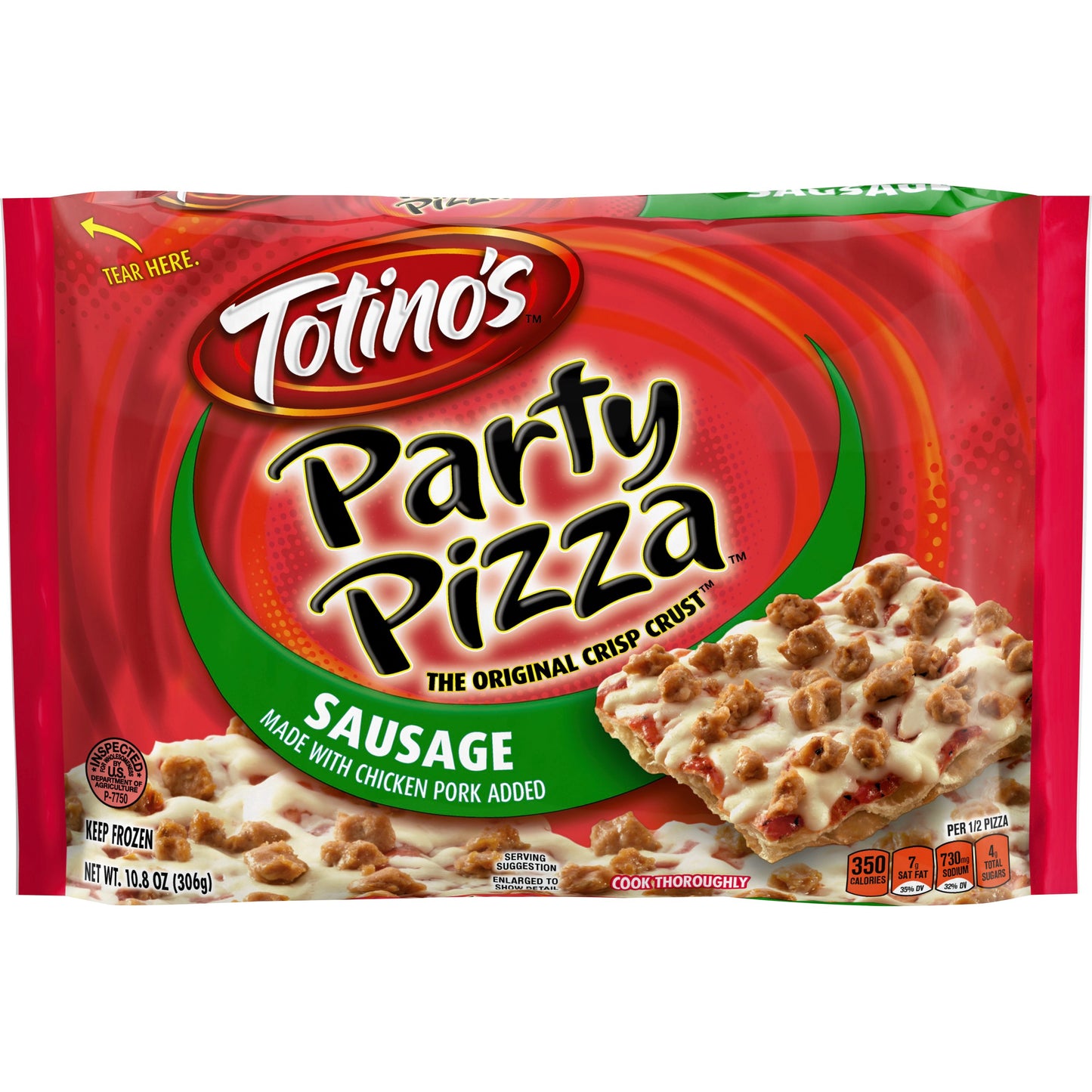 Totino's™ Frozen Party Pizza Sausage 10.8 Ounce Size - 14 Per Case.