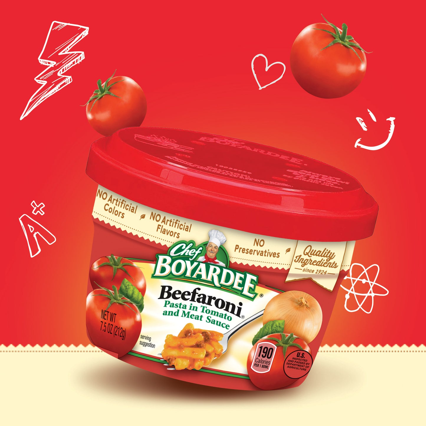 Chef Boyardee Beefaroni Pasta 7.5 Ounce Size - 12 Per Case.