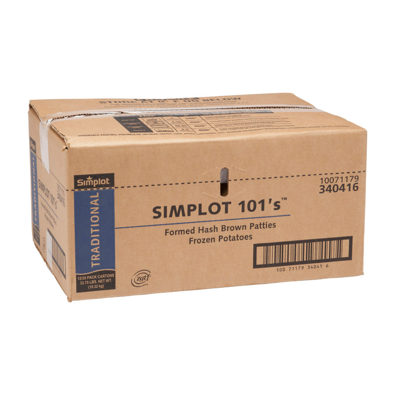 Simplot Traditional Hash Brown Patties2.816 Pound Each - 12 Per Case.