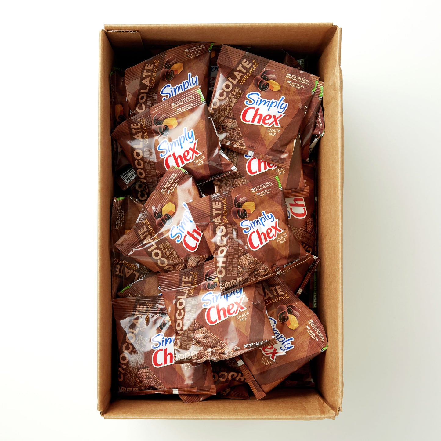 Chex Mix™ Simply Chex™ Snack Mix Single Serve Chocolate Caramel 1.03 Ounce Size - 60 Per Case.