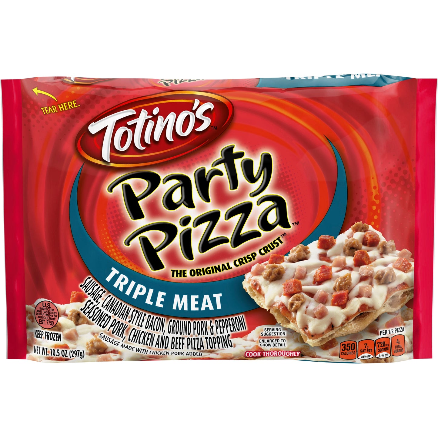 Totino's™ Party Pizza Triple Meat 10.5 Ounce Size - 14 Per Case.