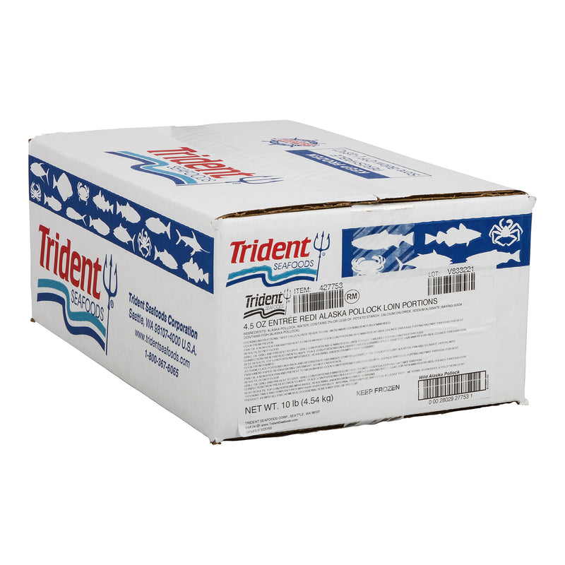 Trident Seafoods Entree Redi™ Alaskan Pollock Loin 4.5 Ounce Portions Individually Quick Frozen 10 Pound Each - 1 Per Case.