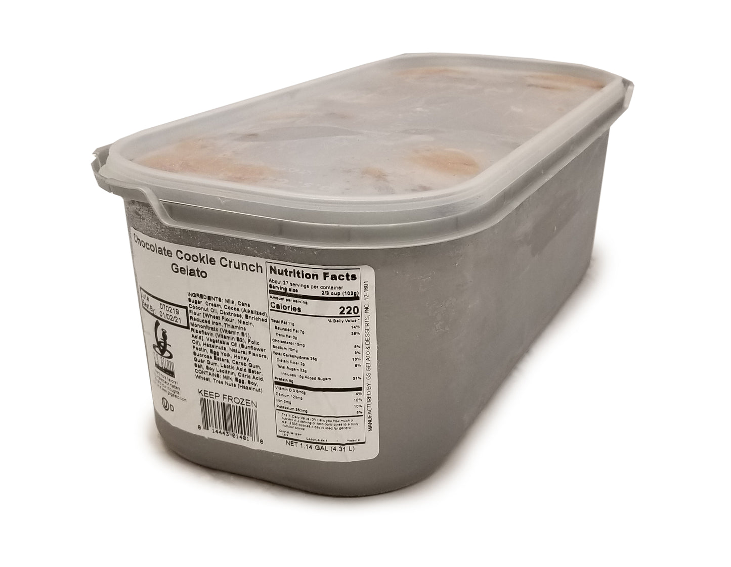 G Gelato Chocolate Cookie Crunch Gelato 5 Liter - 1 Per Case.