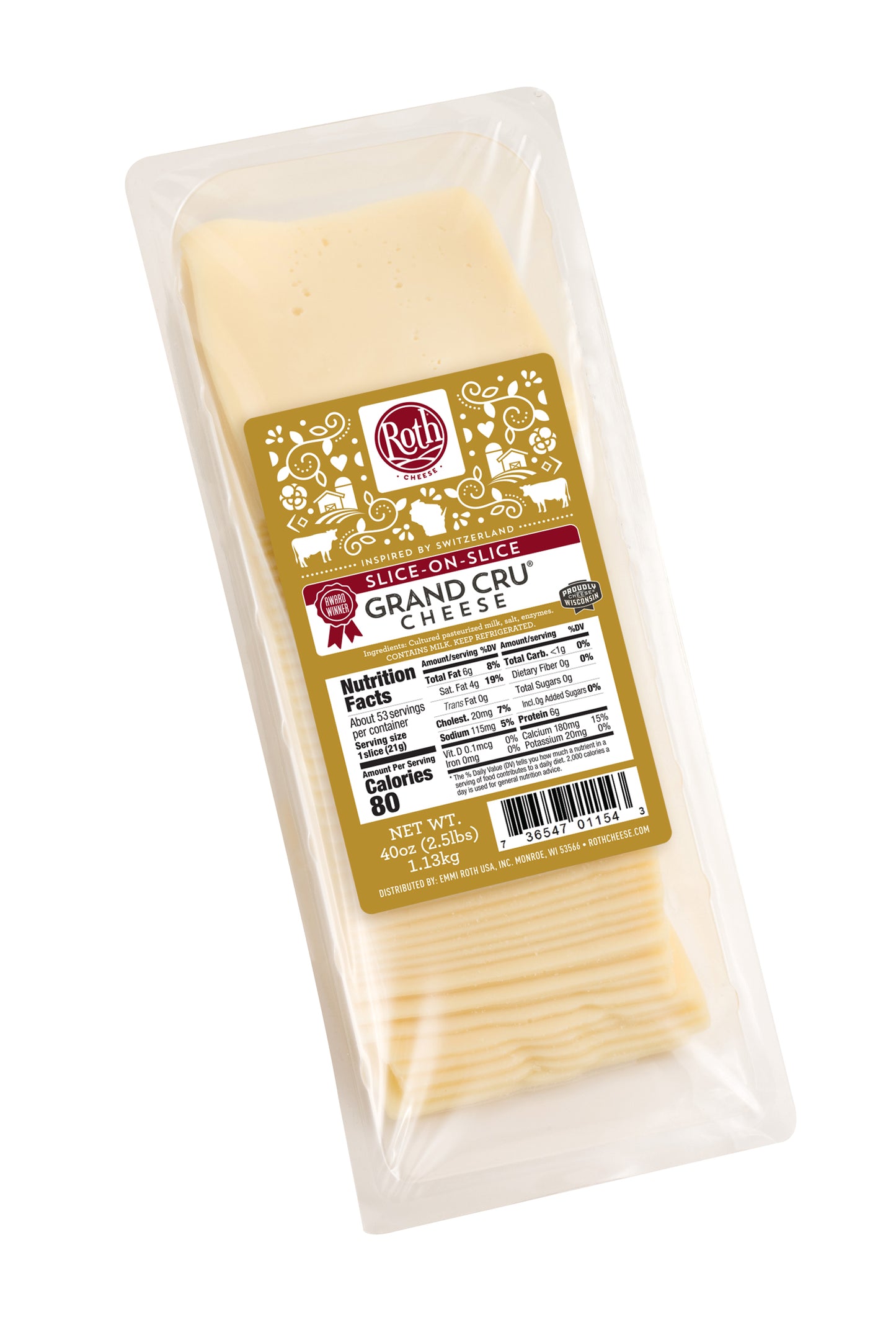 Cheese Sos Grand Cru Original Slices 2.5 Pound Each - 4 Per Case.