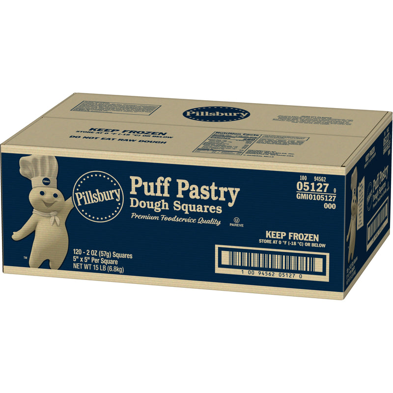 Pillsbury Best™ Frozen Puff Pastry Dough Squares Multiples 5"x5" 2 Ounce Size - 1 Per Case.