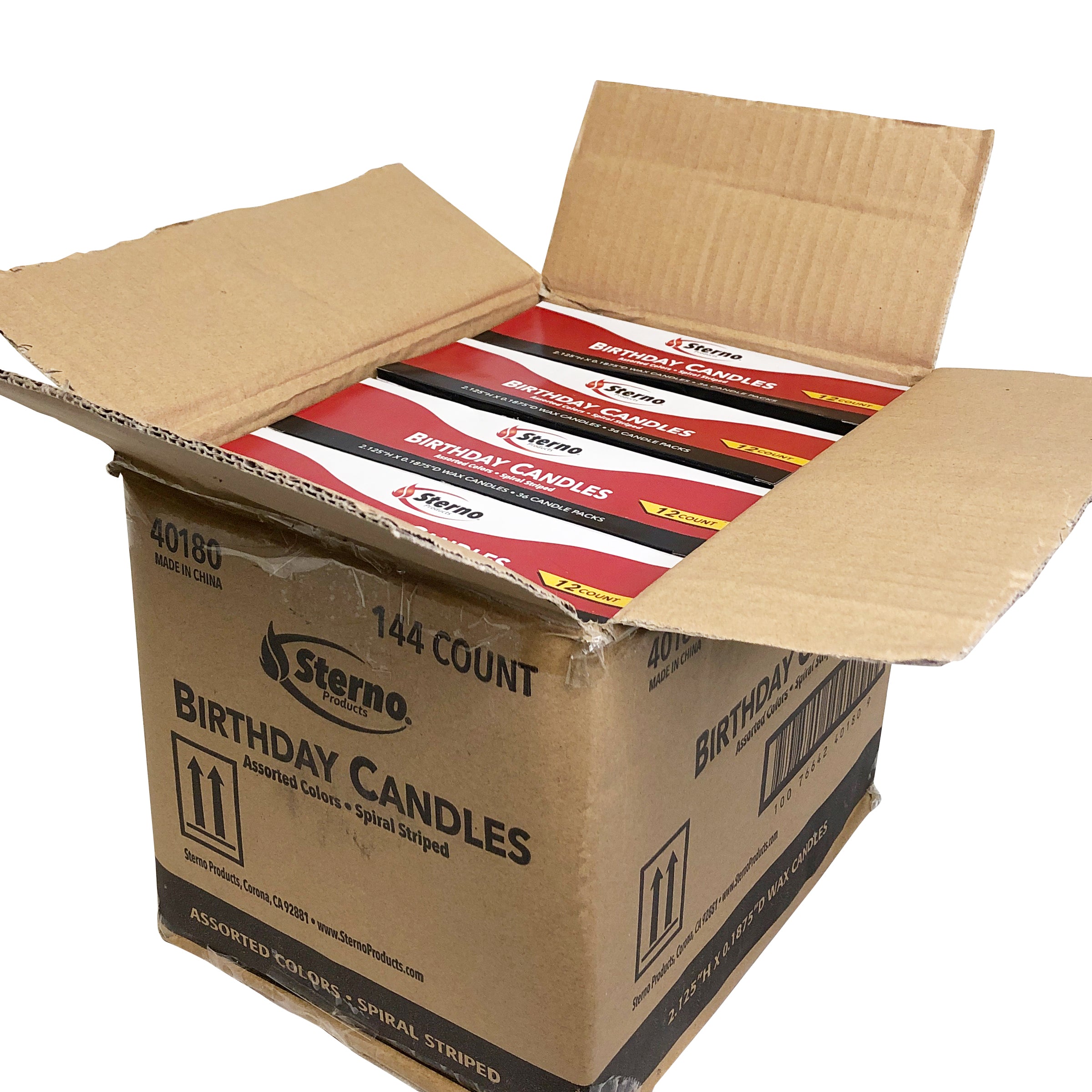 Birthday Candles Spiral Stripe Assorted Colors 12 Each - 144 Per Case.