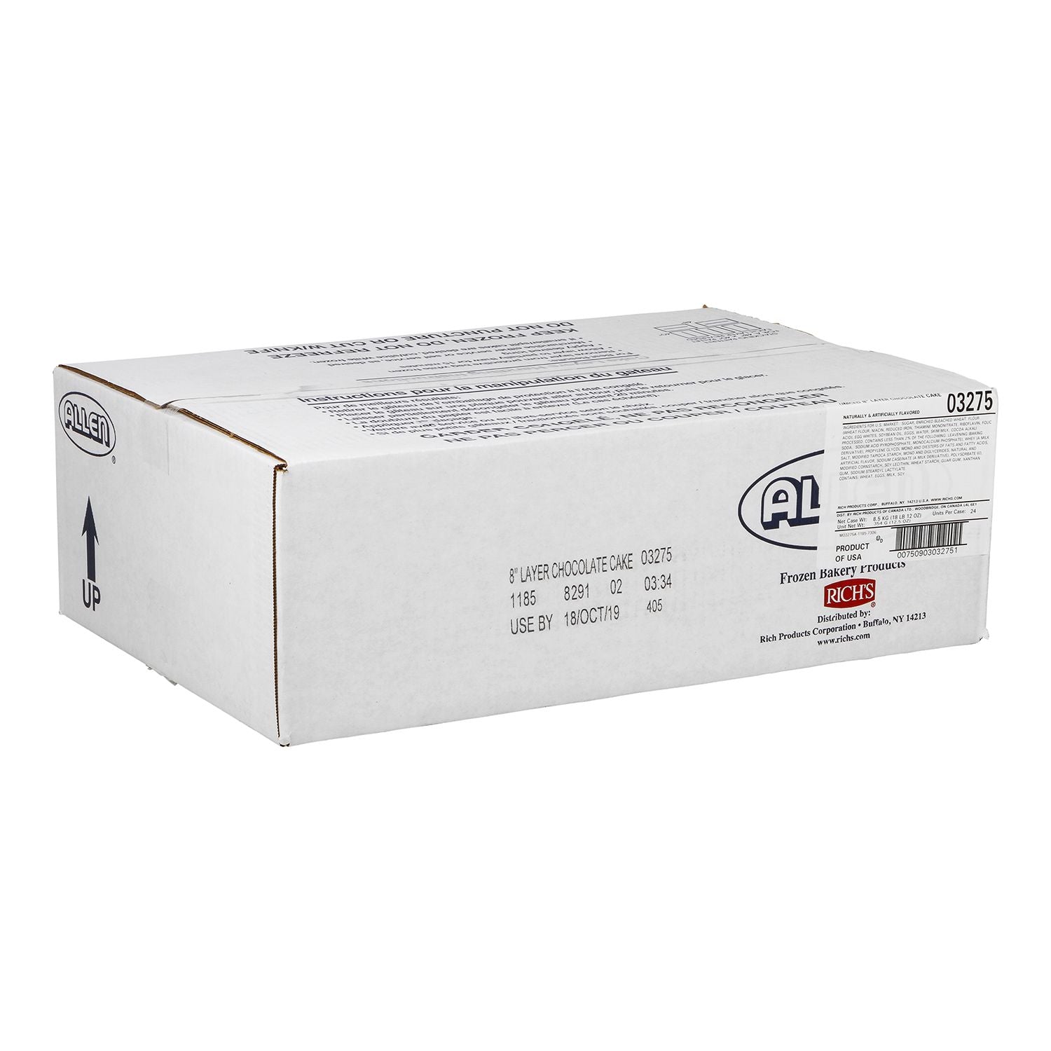 Allen Rich's Jwa Cake Chocolate Uniced 8" Round, 12.5 Ounces - 24 Per Case.