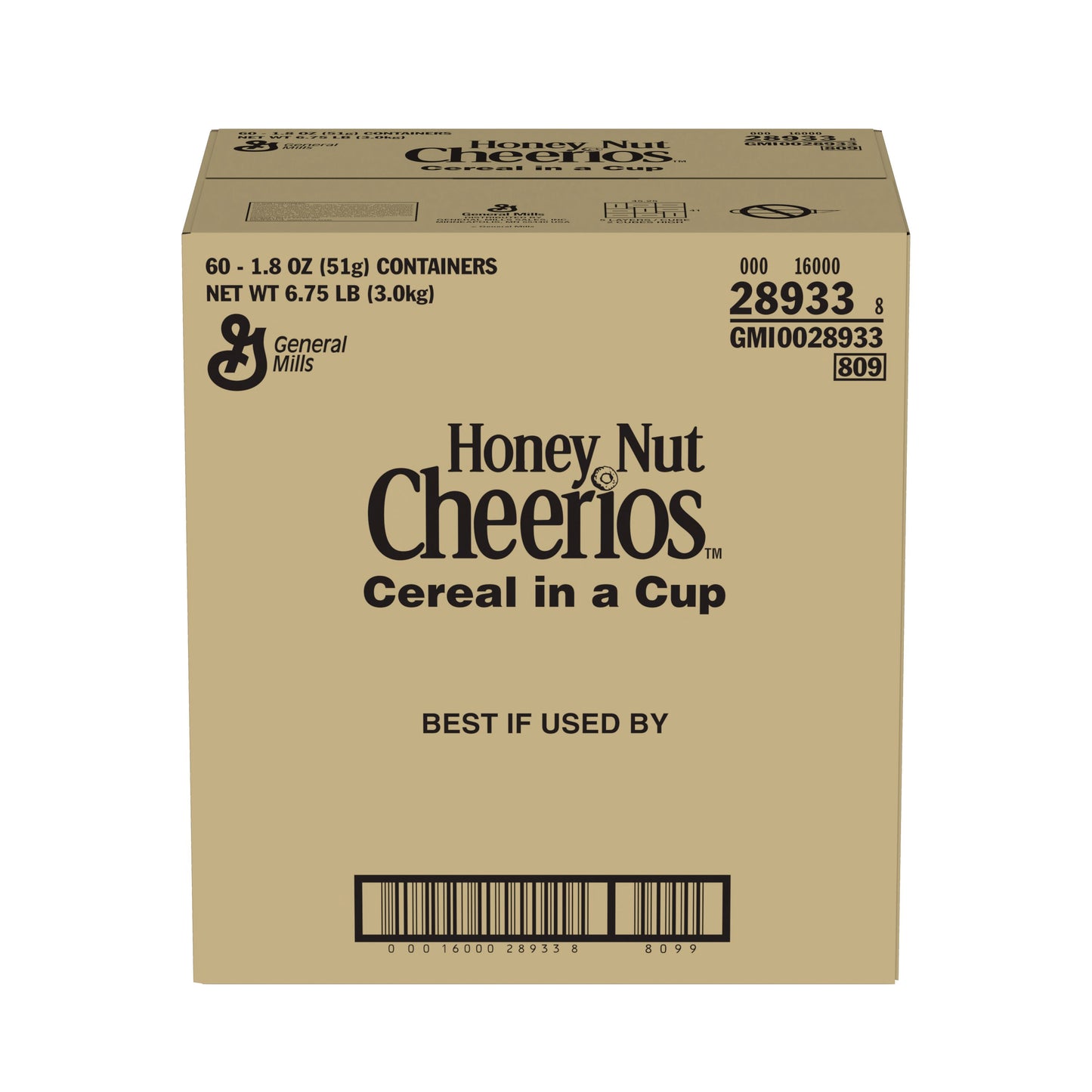 Honey Nut Cheerios™ Cereal Single Serve Cup 1.8 Ounce Size - 60 Per Case.