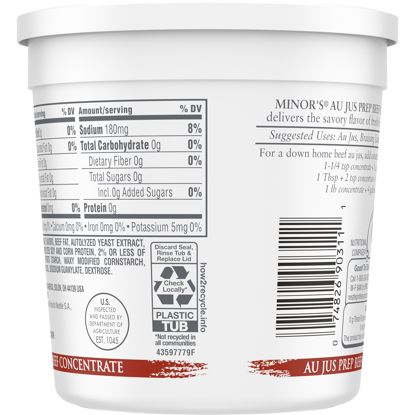 Minor's Au Jus Prep Beef Concentrate (No Added Msg) Gluten Free 1 Pound Each - 6 Per Case.