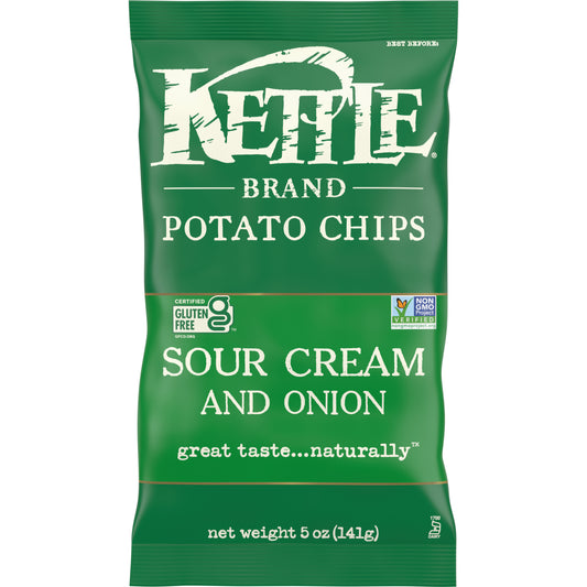 Kettle Brand Potato Chips Sour Cream & Onionkettle Chips 5 Ounce Size - 15 Per Case.