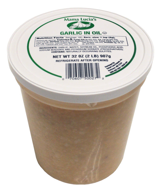 Mama Lucia's Garlic In Oil 32 Ounce Size - 6 Per Case.