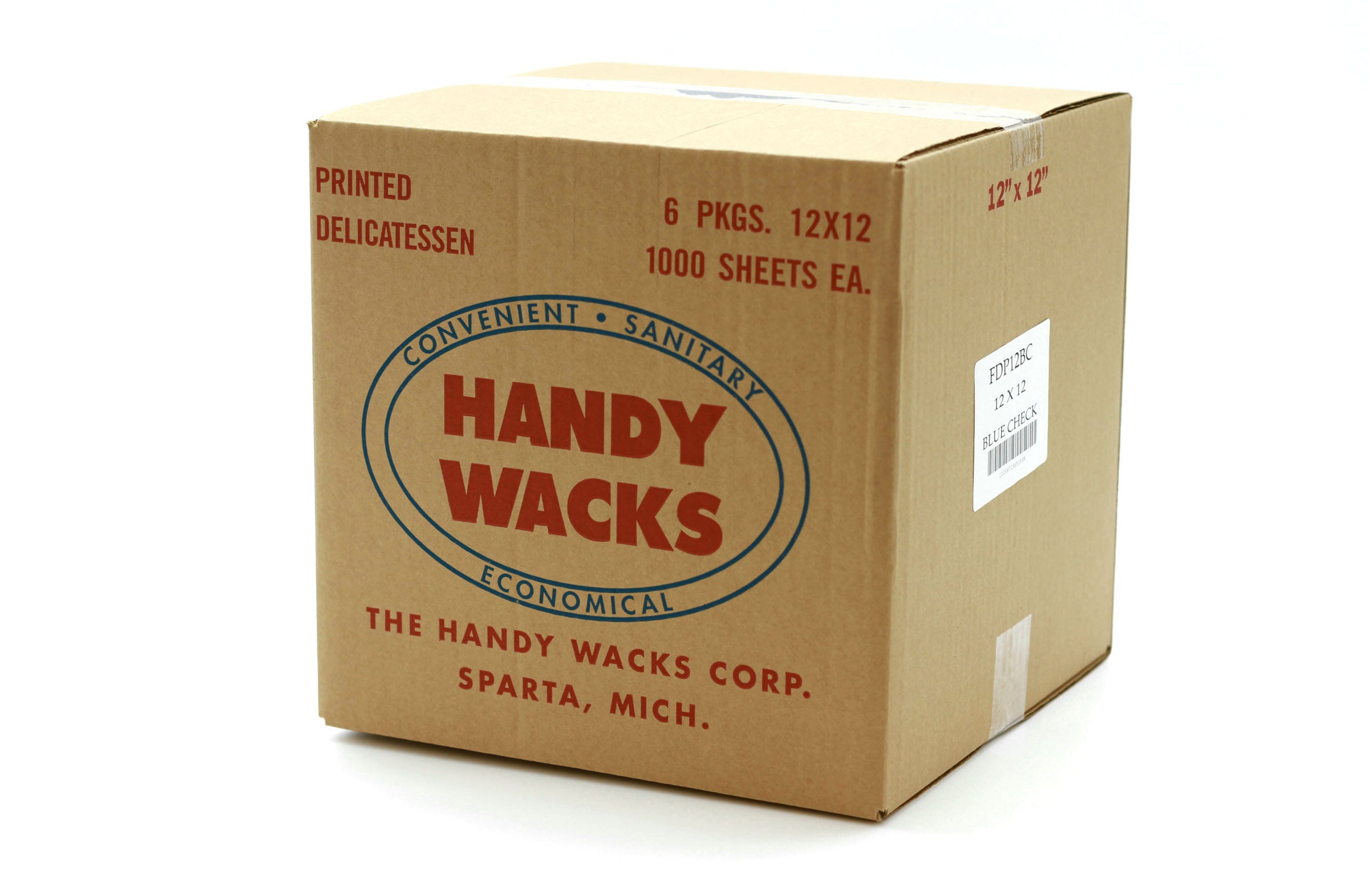 Handy Wacks Deli Paper Blue Checker 2"x2"x5" 1000 Count Packs - 6 Per Case.