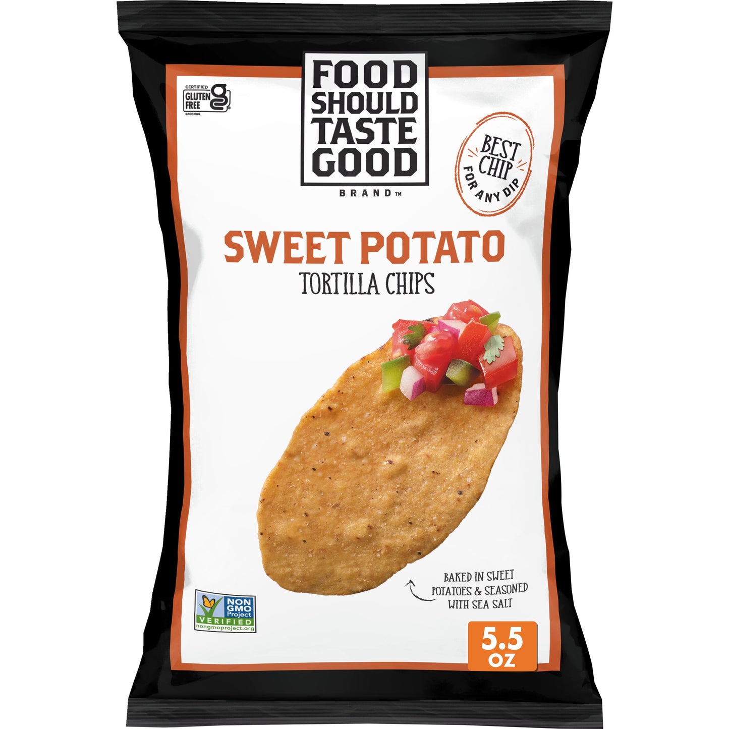 Food Should Taste Good™ Tortilla Chips Sweet Potato 5.5 Ounce Size - 12 Per Case.