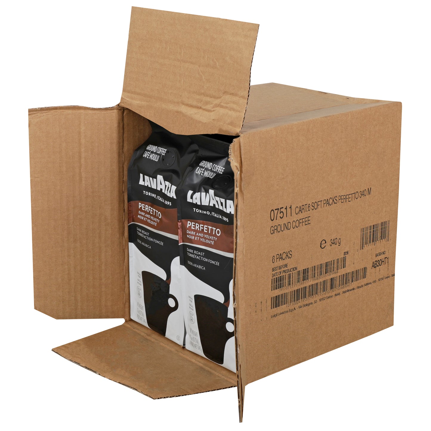 Lavazza Coffee Ground Perfetto 12 Ounce Size - 6 Per Case.