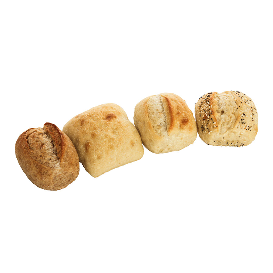 Bread Parbaked Assorted Dinner Rolls French Dinner Seeded French Rustic And Wheat Bags 2.1 Ounce Size - 96 Per Case.