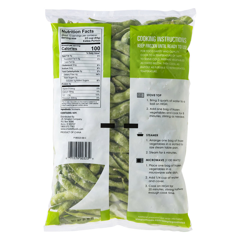 Simplot Simple Goodness Premium Vegetables Whole Edamame 2.5 Pound Each - 6 Per Case.