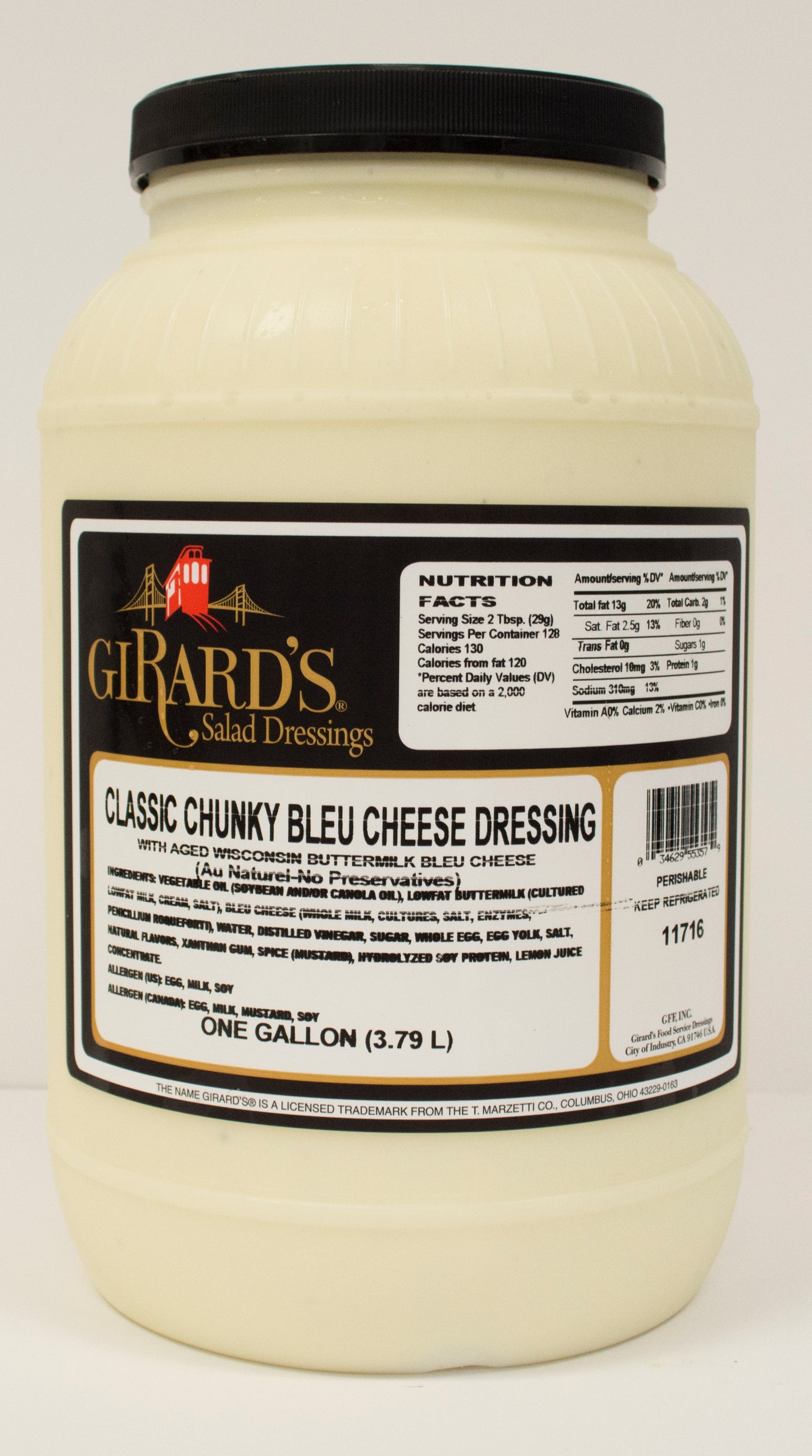 Girard's Classic Chunky Bleu Cheese Dressing, 1 Gallon- 2 Per Case.