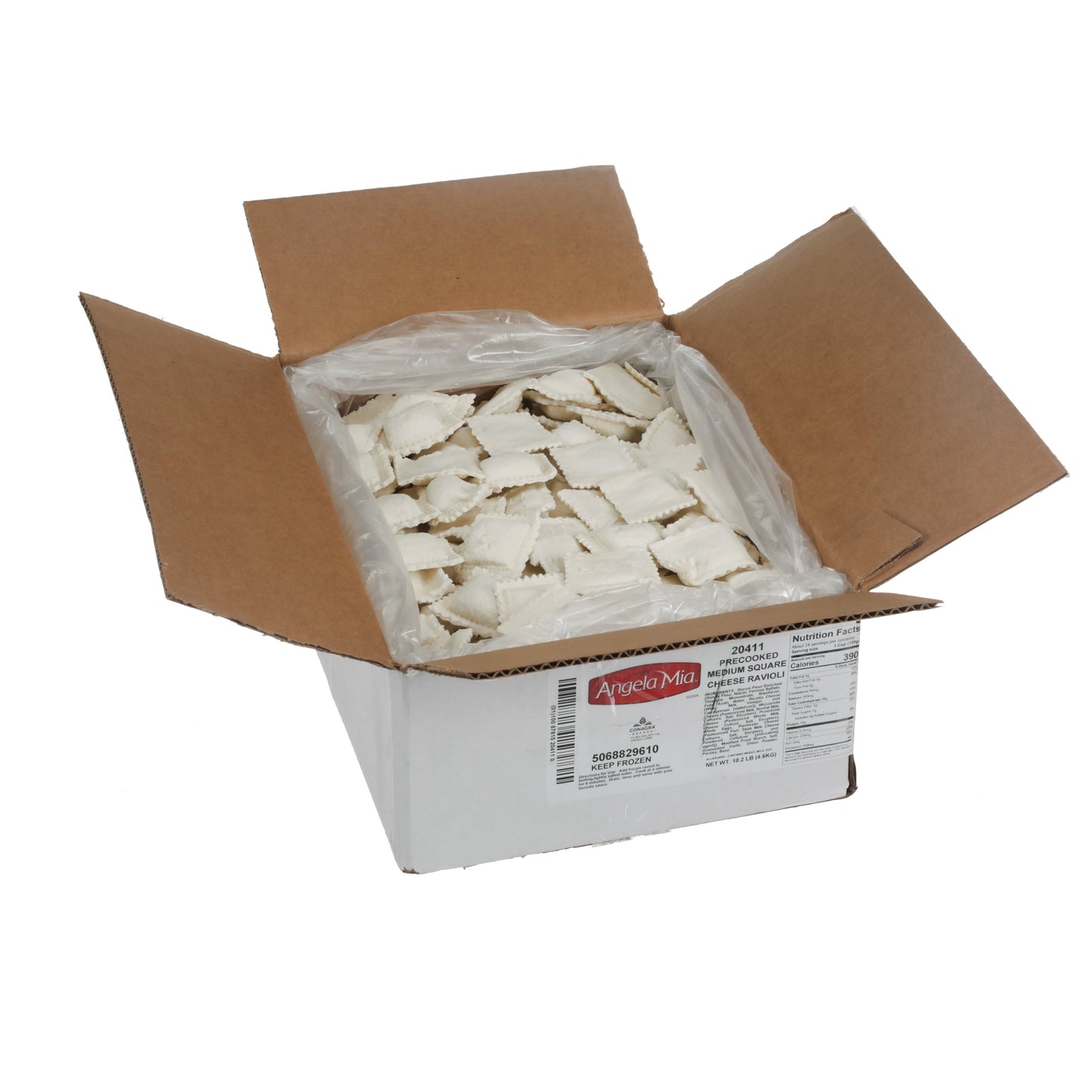 Angela Mia Cheese Pre Cooked Ravioli 10.2 Pound Each - 1 Per Case.