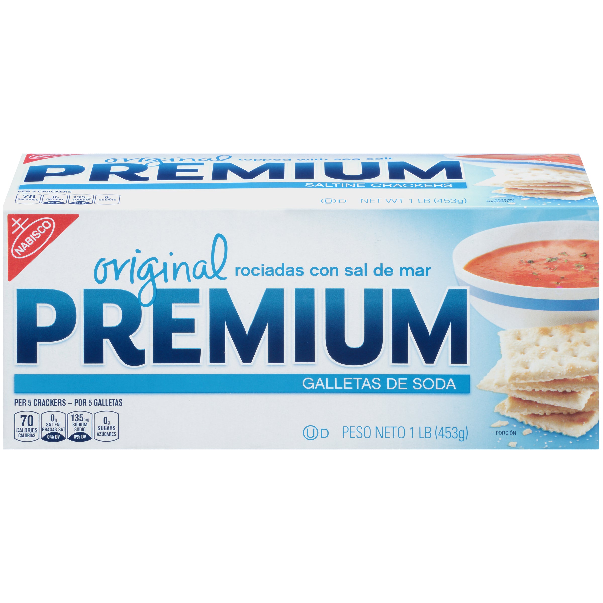 Premium Saltine Crackers Original 16 Ounce Size - 12 Per Case.