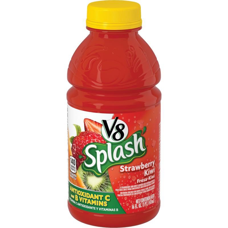 V8 V8 Splash Strawberry Kiwi 16 Fluid Ounce - 12 Per Case.